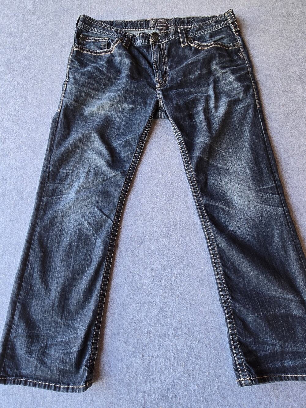 Silver Men's Jeans Nash Straight Dark Blue Denim Wash Tagged 38/30 Measure 39/29